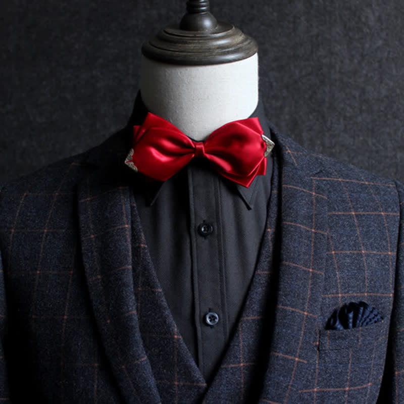 Men's Classic Solid Color Golden Tipped Bow Tie - image 1