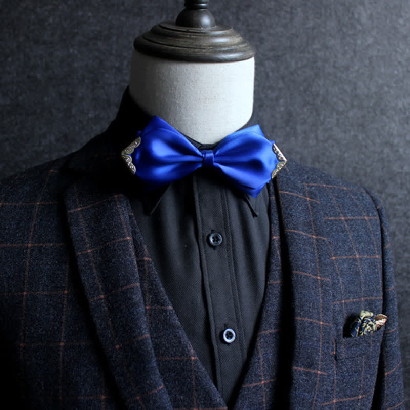 Men's Classic Solid Color Golden Tipped Bow Tie - image 13