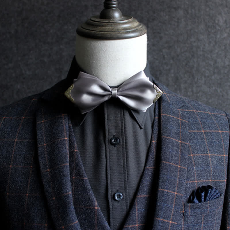 Men's Classic Solid Color Golden Tipped Bow Tie - image 7