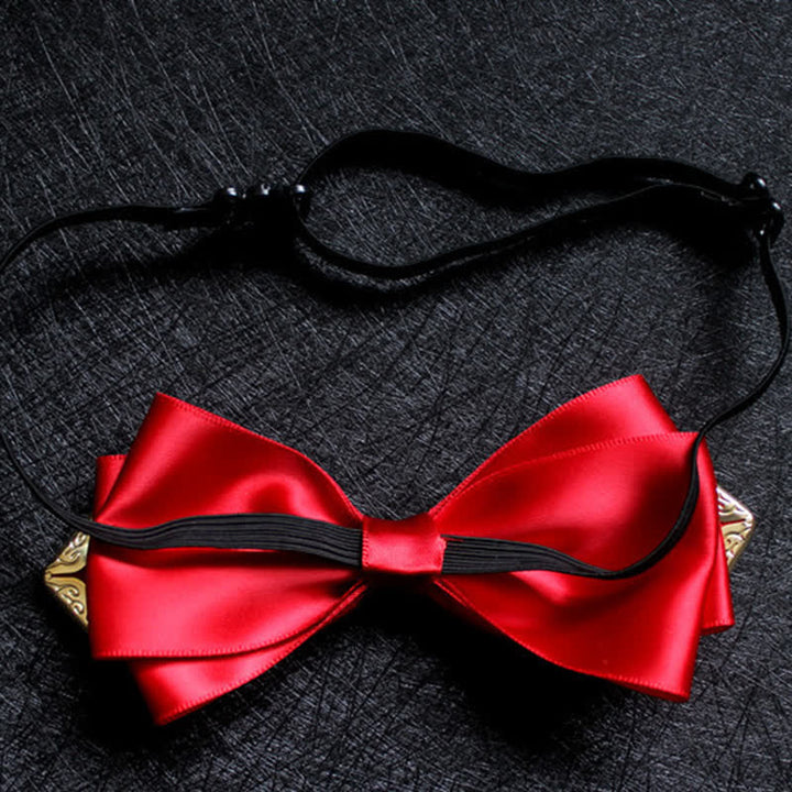 Men's Classic Solid Color Golden Tipped Bow Tie - image 2