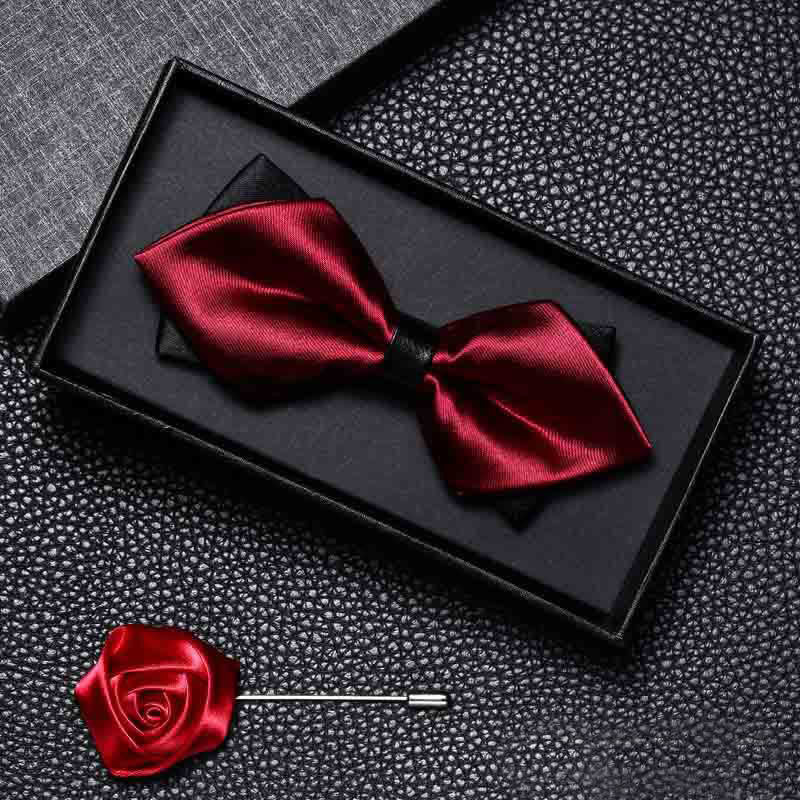 2Pcs Men's Vintage Double Pointy Wedding Bow Tie Set - Style #5 - image 4