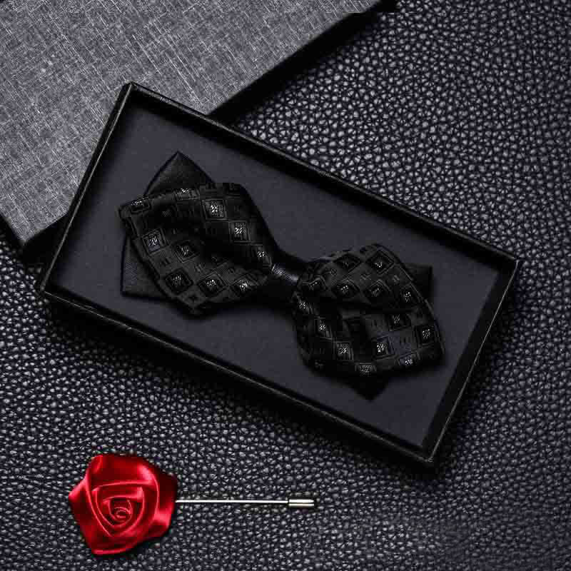 2Pcs Men's Vintage Double Pointy Wedding Bow Tie Set - Style #4 - image 3