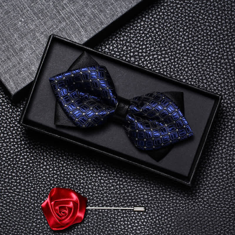 2Pcs Men's Vintage Double Pointy Wedding Bow Tie Set - Style #3 - image 2