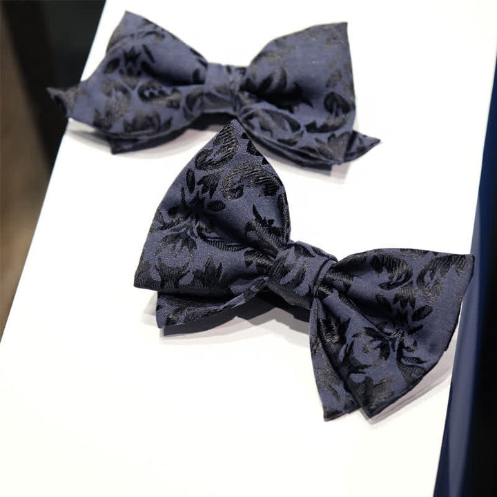 Men's Vintage Dark Blue Jacquard Wedding Bow Tie - image 1
