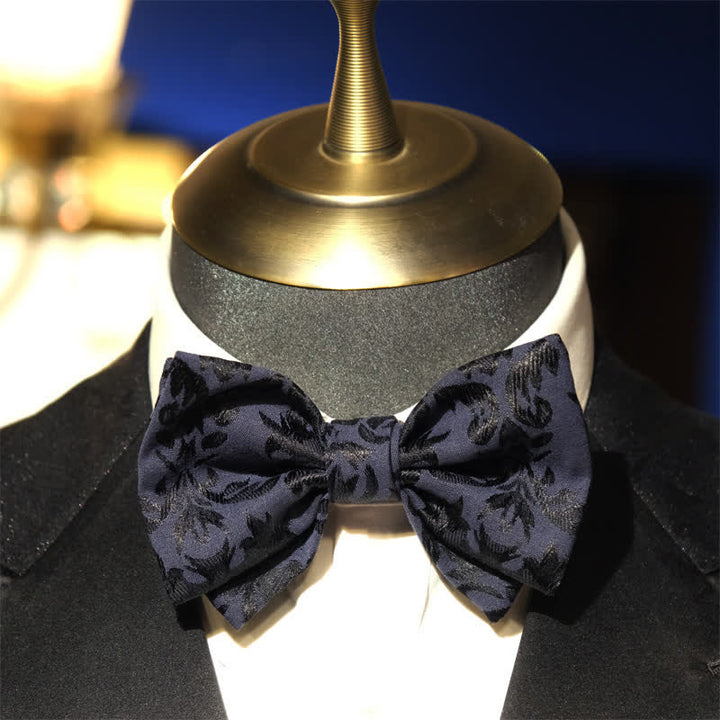 Men's Vintage Dark Blue Jacquard Wedding Bow Tie - Style #1 - image 0