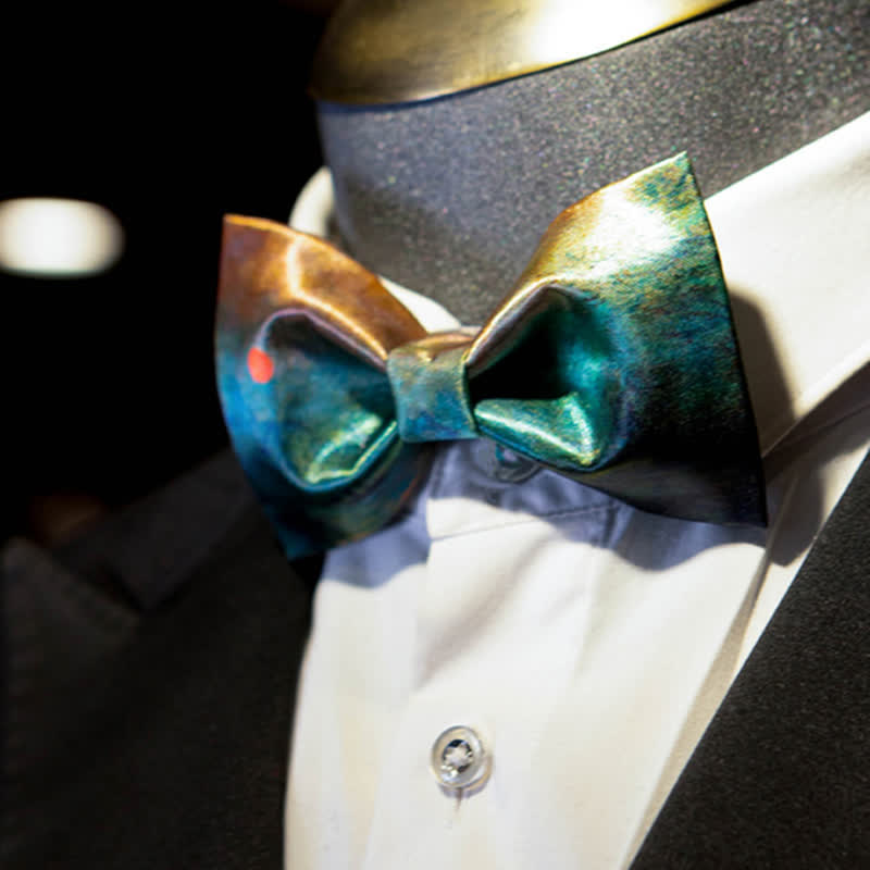 Men's Dark Green Seductive Night Scene Bow Tie - image 2