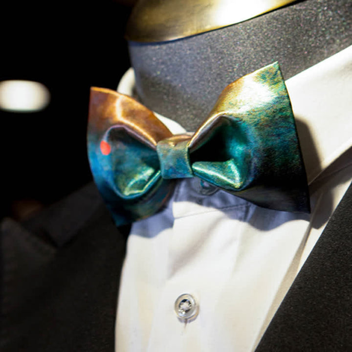 Men's Dark Green Seductive Night Scene Bow Tie - image 2