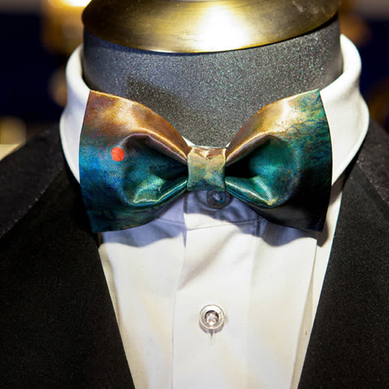 Men's Dark Green Seductive Night Scene Bow Tie - Dark Green - image 0