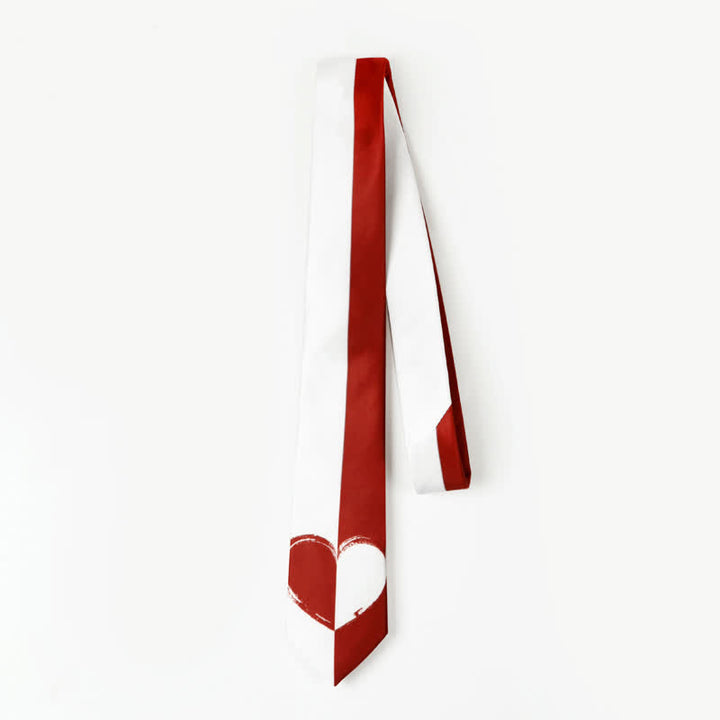 Men's Red & White Contrast Heart Lovers Necktie - image 2