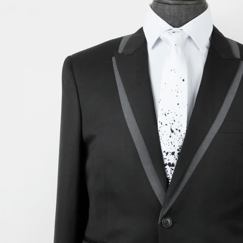Men's Black & White Abstract Splash Ink Necktie - image 1