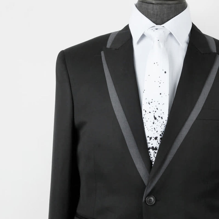 Men's Black & White Abstract Splash Ink Necktie - image 1
