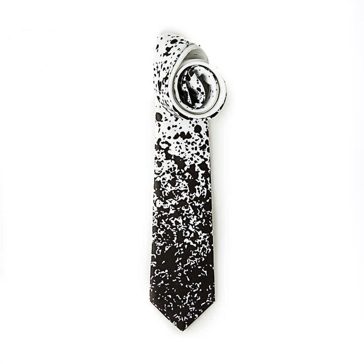 Men's Black & White Abstract Splash Ink Necktie - Black & White - image 0