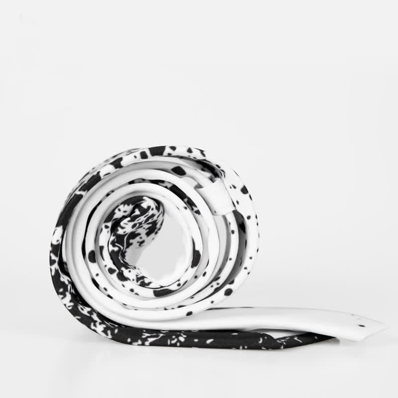 Men's Black & White Abstract Splash Ink Necktie - image 4