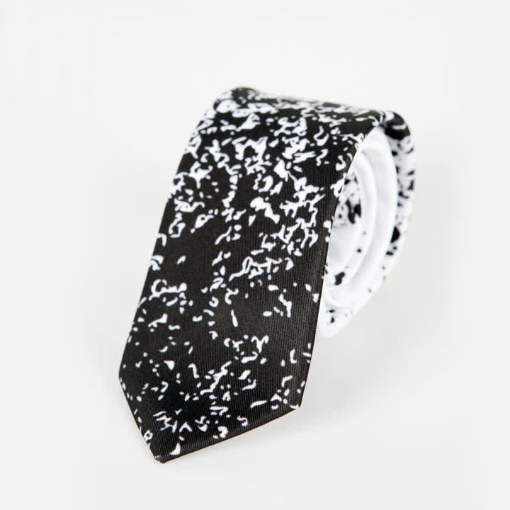 Men's Black & White Abstract Splash Ink Necktie - image 2