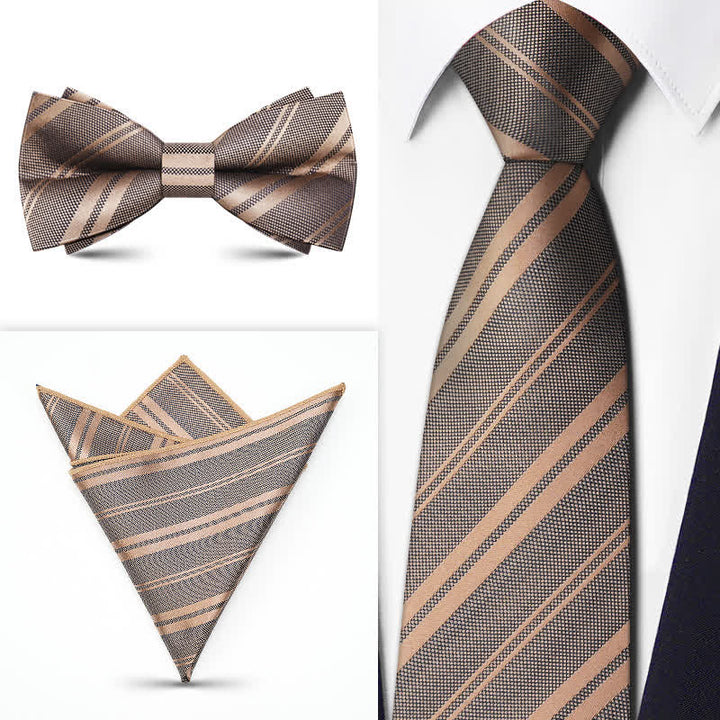 3Pcs Men's Brown Series Paisley BowTie Necktie Set - Style #4 - image 6