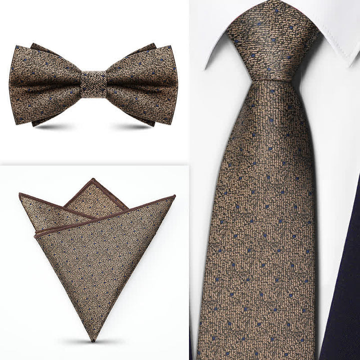 3Pcs Men's Brown Series Paisley BowTie Necktie Set - Style #2 - image 4