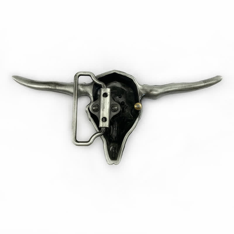 Men's DIY Cool Western Longhorn Bull Buckle Leather Belt - image 1