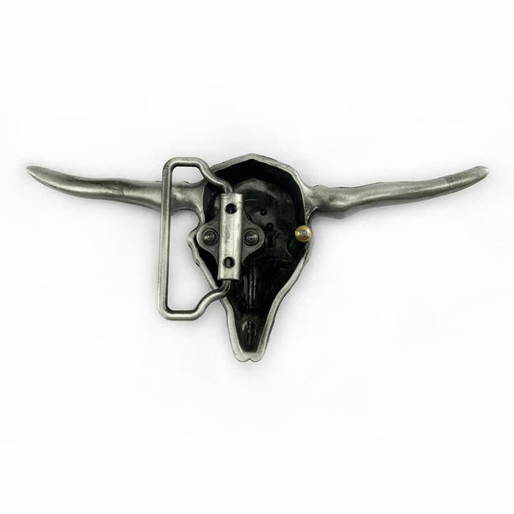 Men's DIY Cool Western Longhorn Bull Buckle Leather Belt - image 1