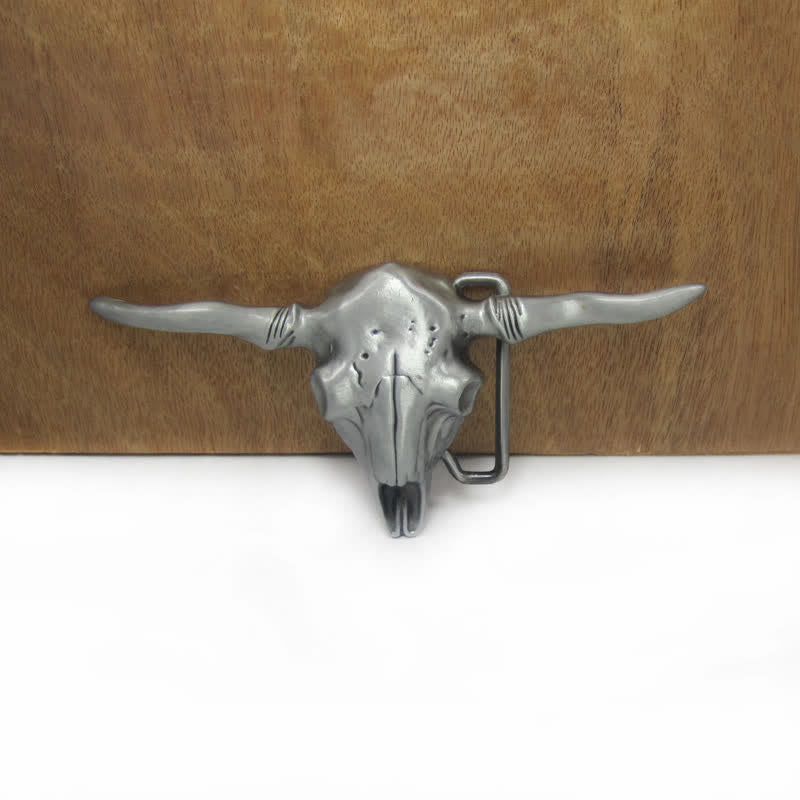 Men's DIY Cool Western Longhorn Bull Buckle Leather Belt - image 3
