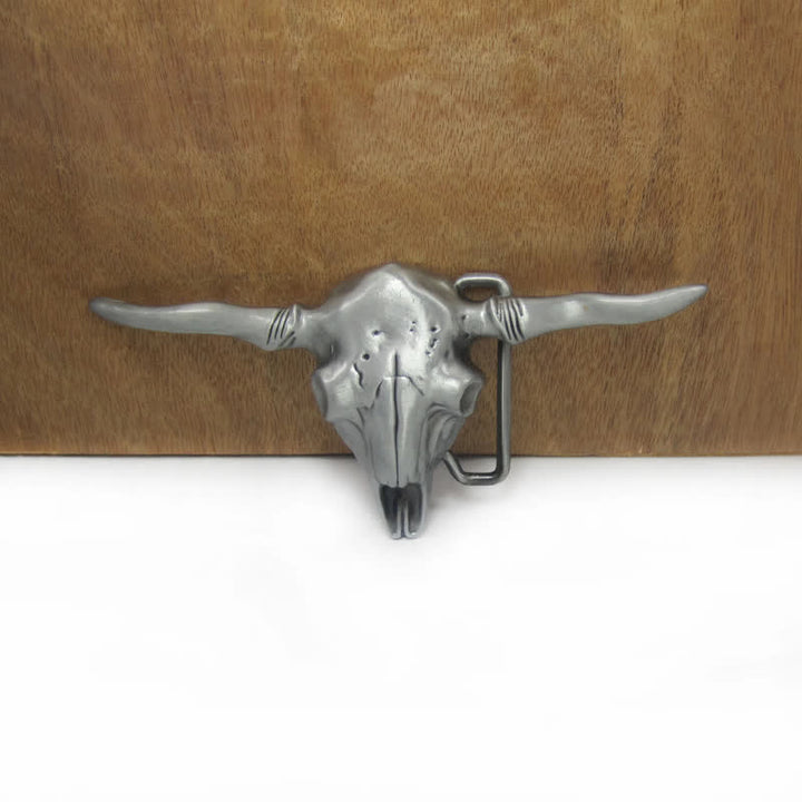 Men's DIY Cool Western Longhorn Bull Buckle Leather Belt - image 3