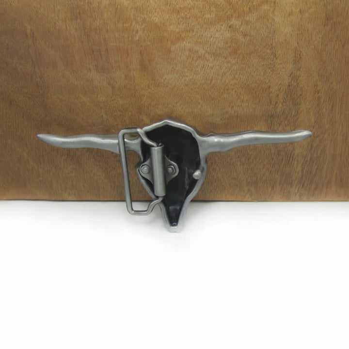 Men's DIY Cool Western Longhorn Bull Buckle Leather Belt - image 4