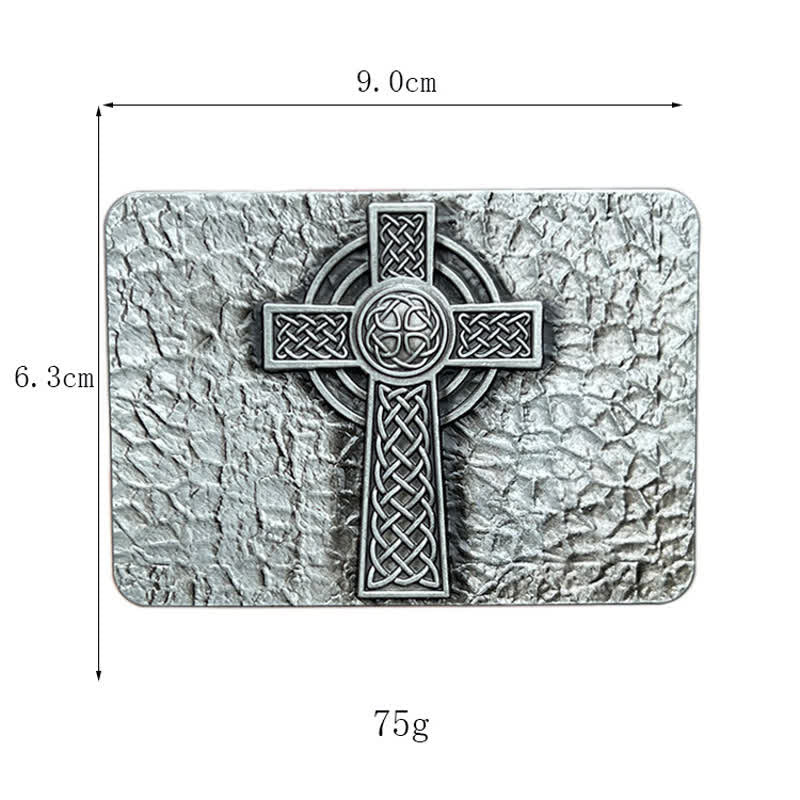 Men's DIY Medievel Style Celtic Cross Buckle Leather Belt - image 2