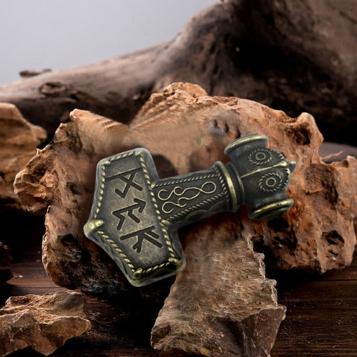 Men's DIY Brutal Viking Hammer Buckle Leather Belt - Antique Bronze - Without Belt - image 0
