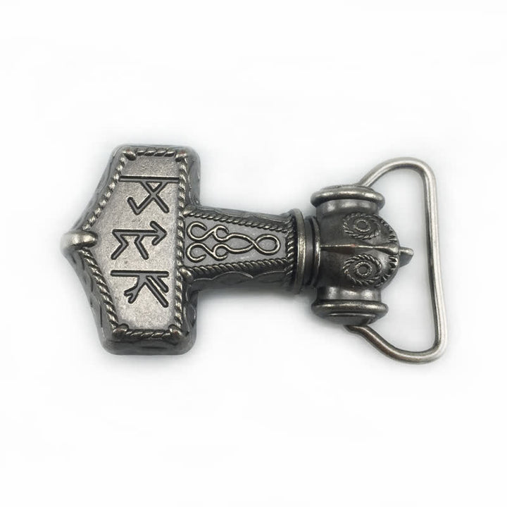 Men's DIY Brutal Viking Hammer Buckle Leather Belt - Antique Silver - Without Belt - image 9
