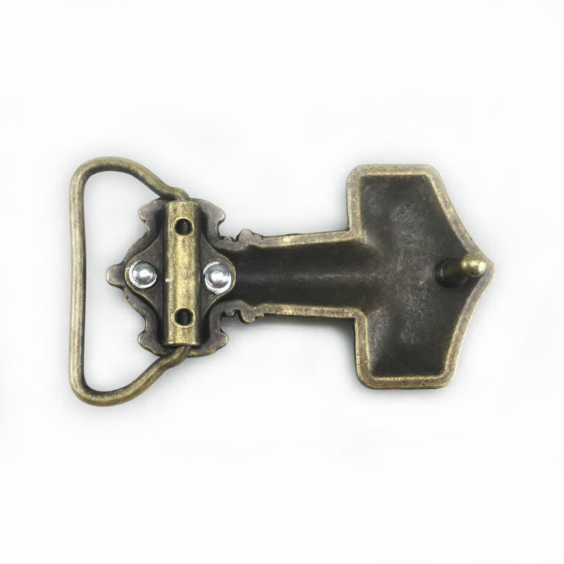 Men's DIY Brutal Viking Hammer Buckle Leather Belt - image 1