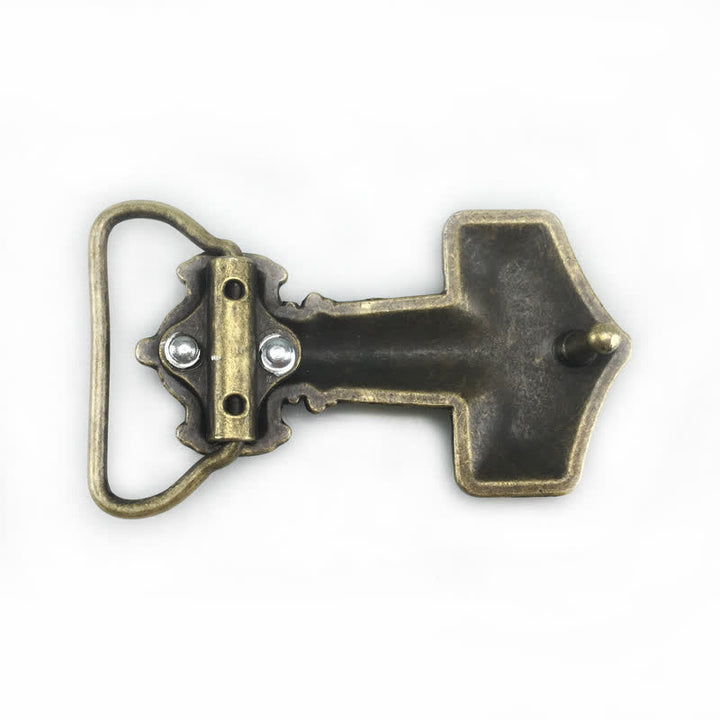 Men's DIY Brutal Viking Hammer Buckle Leather Belt - image 1