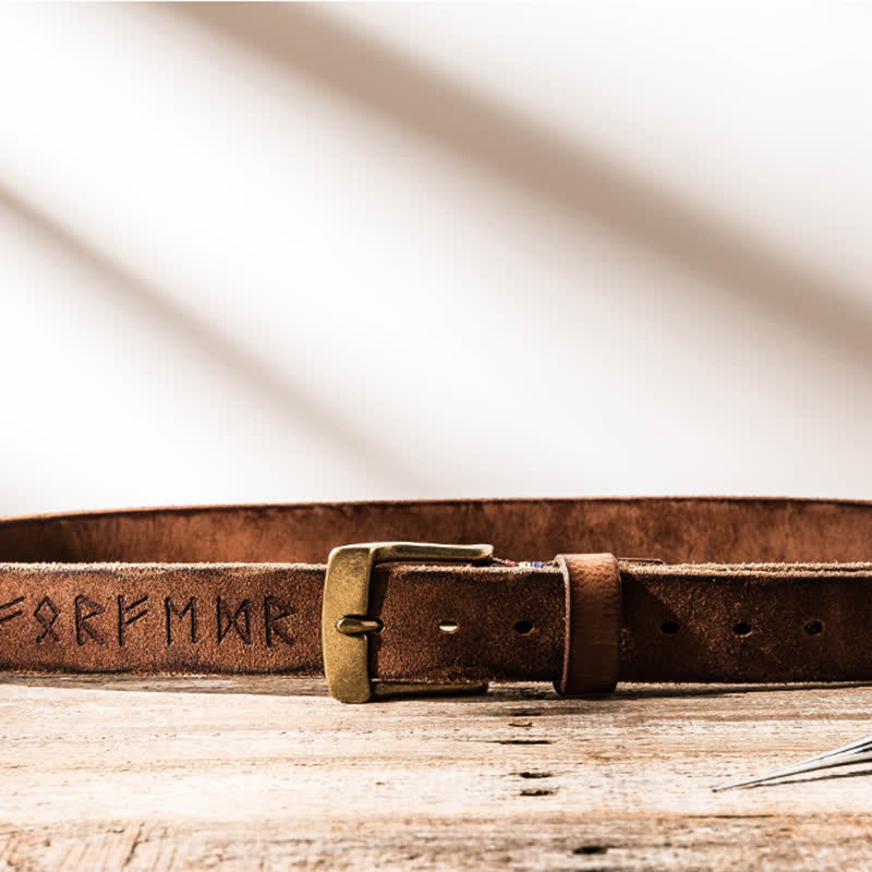 Retro Carved Letter Casual Workwear Leather Belt - image 6