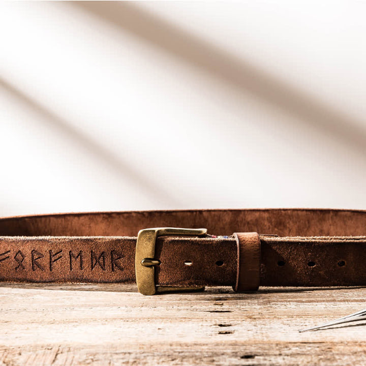 Retro Carved Letter Casual Workwear Leather Belt - image 6