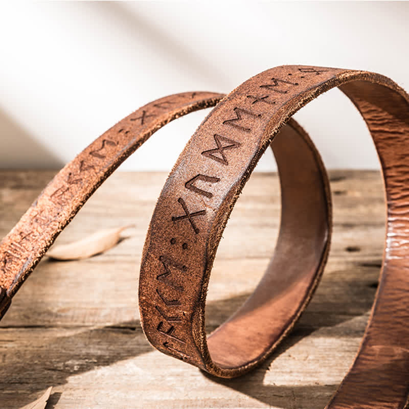 Retro Carved Letter Casual Workwear Leather Belt - image 8