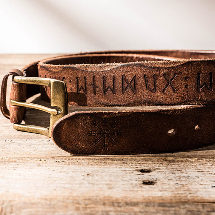 Retro Carved Letter Casual Workwear Leather Belt - image 10