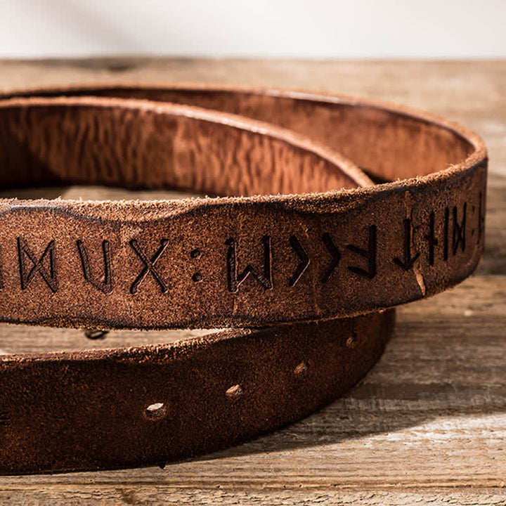Retro Carved Letter Casual Workwear Leather Belt - image 11