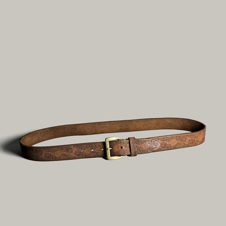Delicate Vintage Floral Embossed Leather Belt - image 3