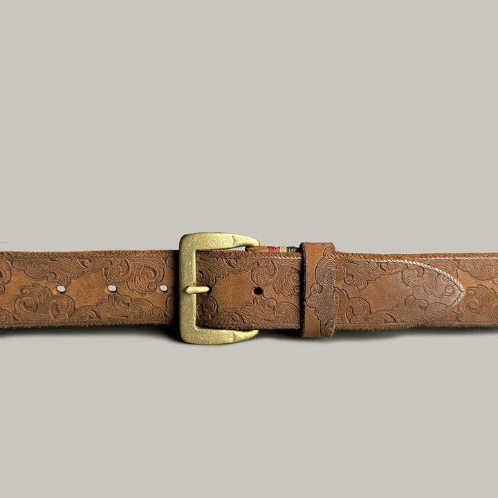 Delicate Vintage Floral Embossed Leather Belt - image 8