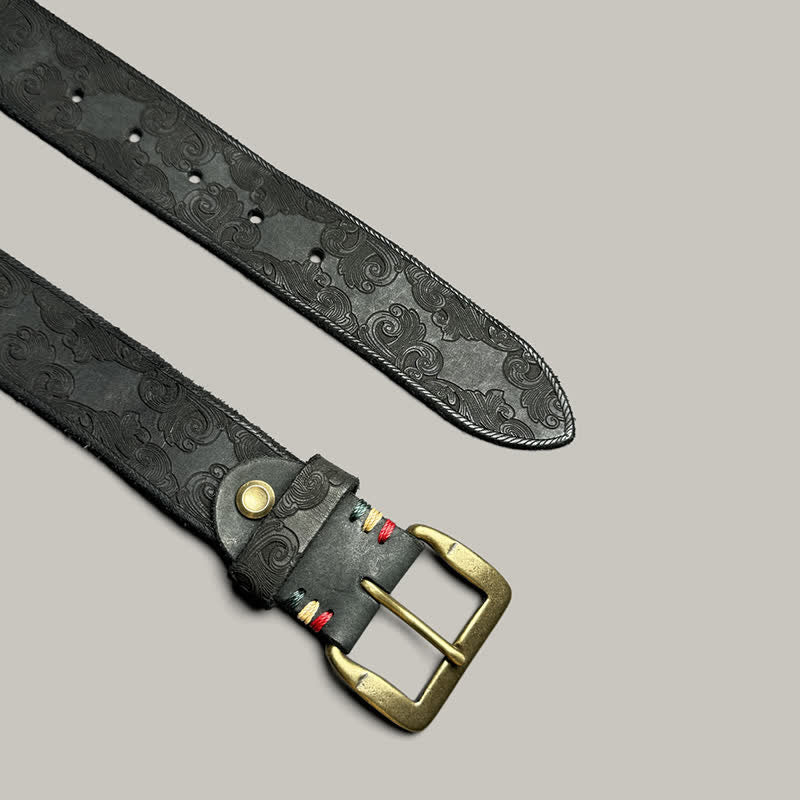 Delicate Vintage Floral Embossed Leather Belt - image 19