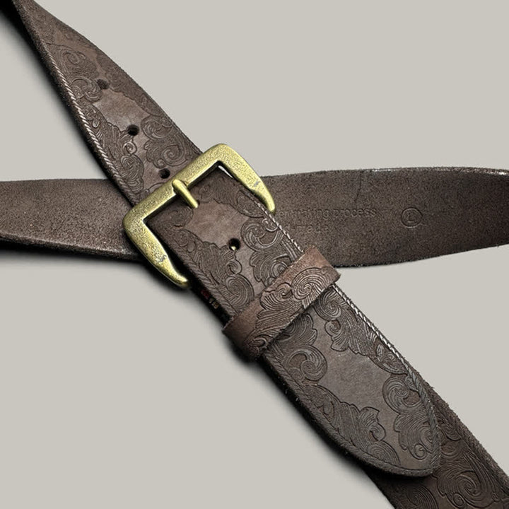 Delicate Vintage Floral Embossed Leather Belt - image 11