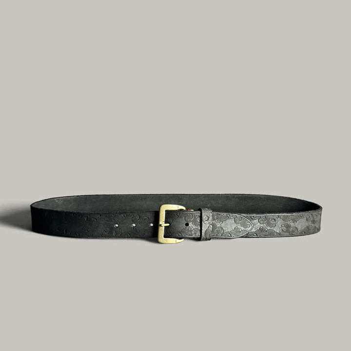 Delicate Vintage Floral Embossed Leather Belt - image 18