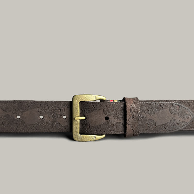 Delicate Vintage Floral Embossed Leather Belt - image 14
