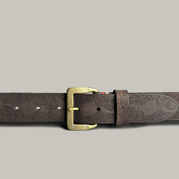 Delicate Vintage Floral Embossed Leather Belt - image 14