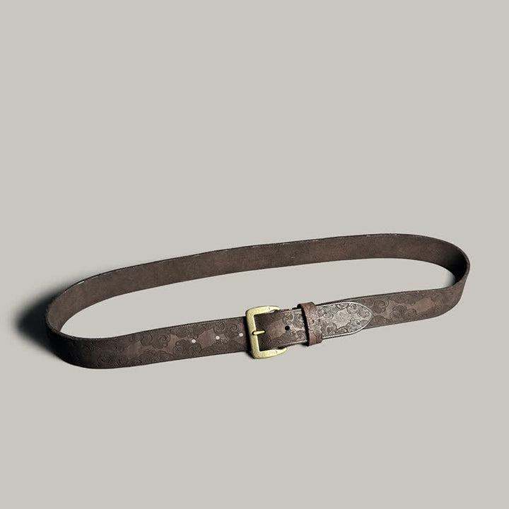 Delicate Vintage Floral Embossed Leather Belt - image 12