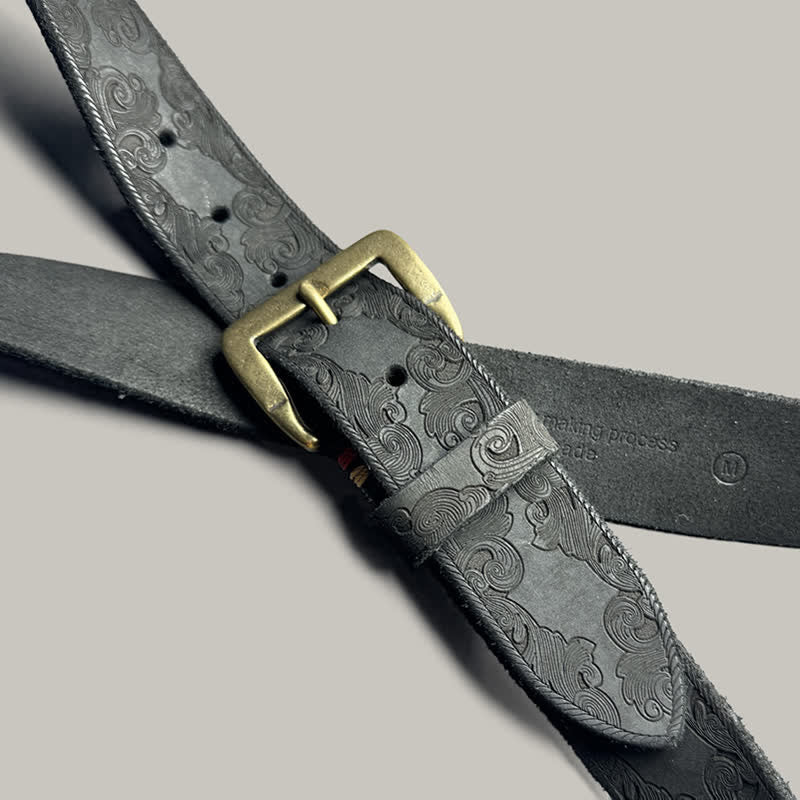 Delicate Vintage Floral Embossed Leather Belt - image 17