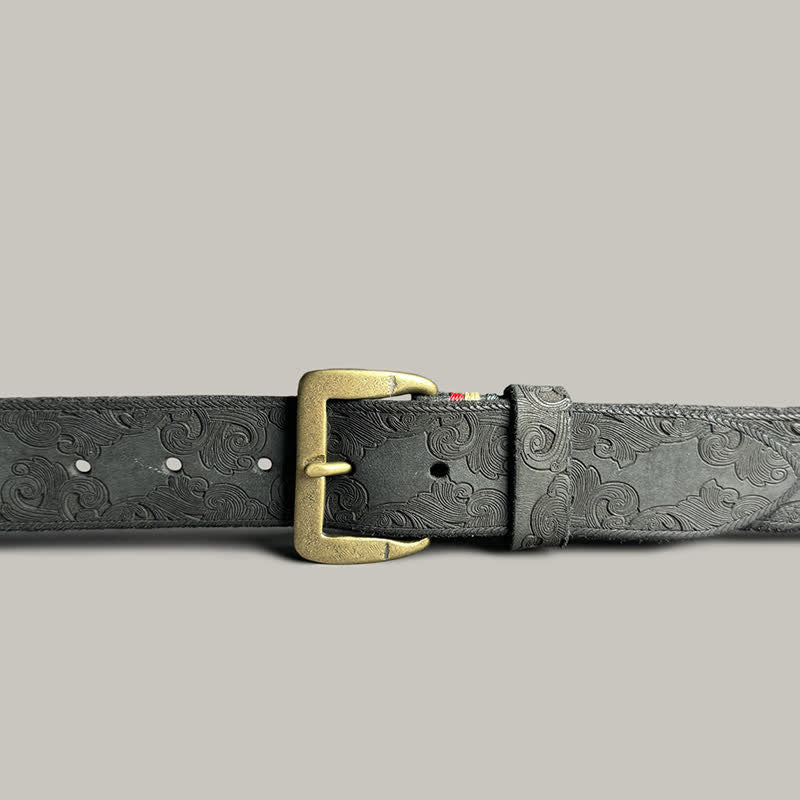Delicate Vintage Floral Embossed Leather Belt