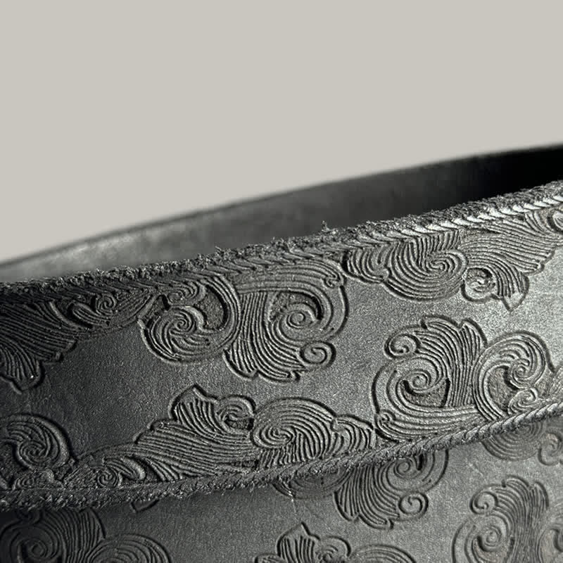 Delicate Vintage Floral Embossed Leather Belt - image 21