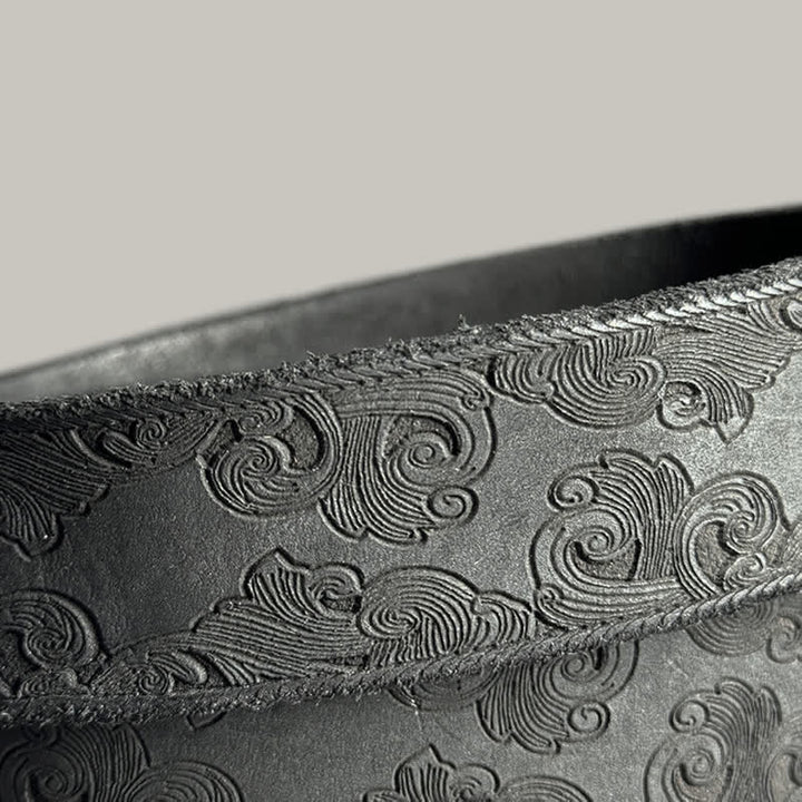 Delicate Vintage Floral Embossed Leather Belt - image 21