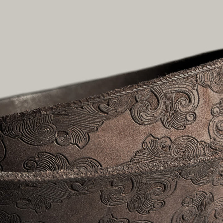 Delicate Vintage Floral Embossed Leather Belt - image 15