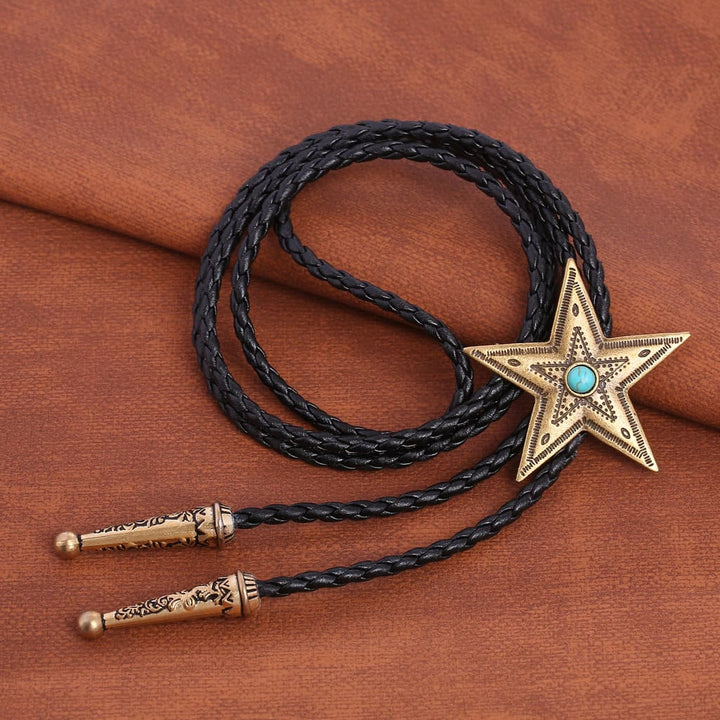 Vintage Natural Stone Star Pendant Necklace Bolo Tie - image 6