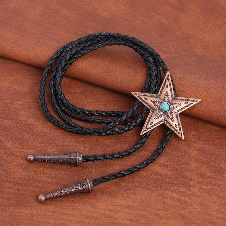 Vintage Natural Stone Star Pendant Necklace Bolo Tie - image 5